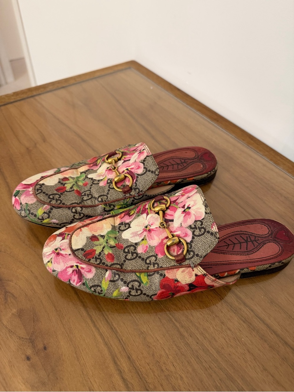 Floral Canvas Slip-On Mules with Gold Horsebit